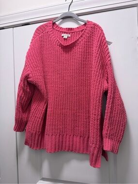 American Eagle Outfitters Hot Pink Chunky Crewneck Sweater